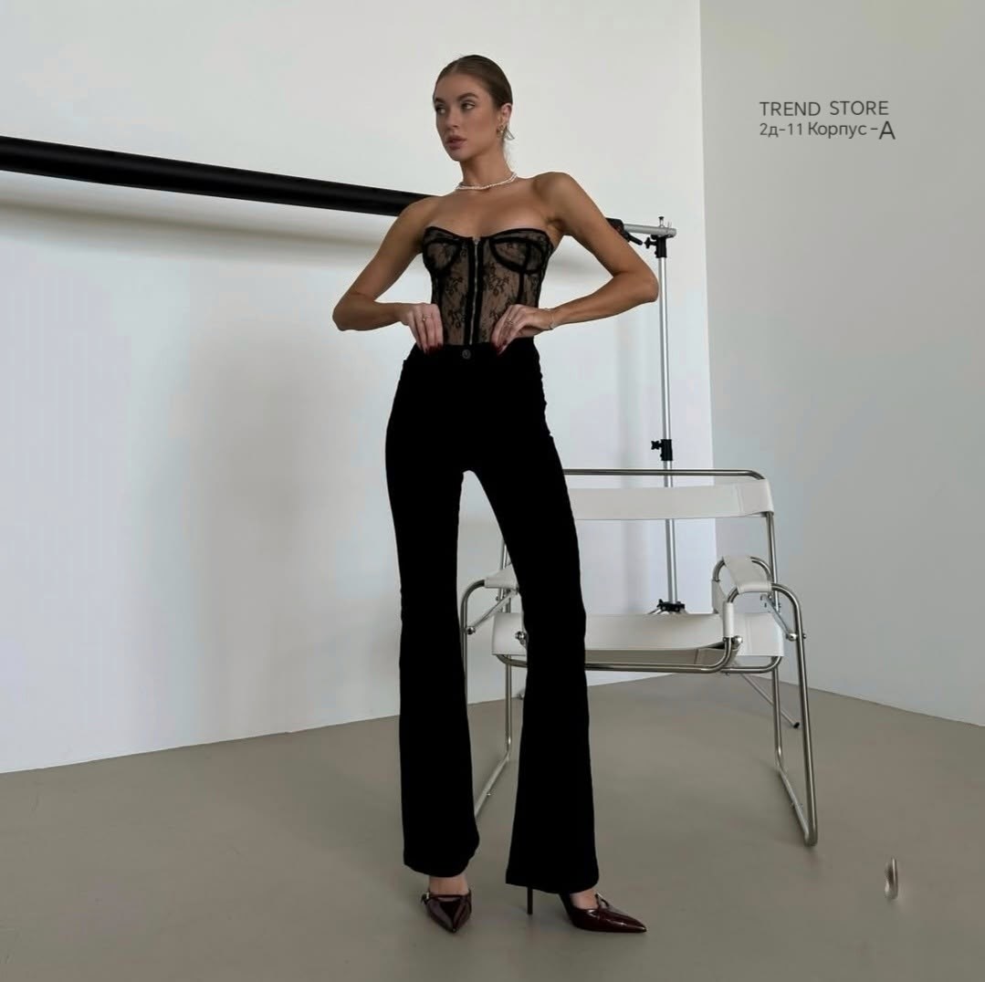 брюки женские zoyagrace 2302 черные 50 ru,корсеты,брюки женские,брюки клеш от колена zoyagrace цвет черный,брюки клеш от колена классические zoyagrace