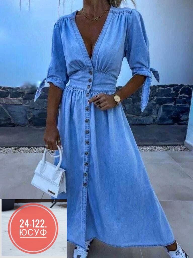 платье джинсовое женское,джинсовое платье,платье джинс,стильное летнее платье,платье длинное джинсовое