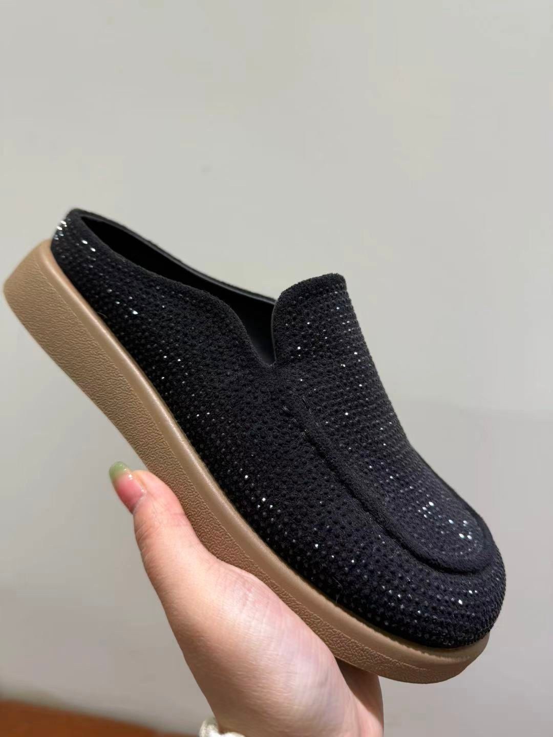 , женская,слипоны с блестками,слипоны женские,туфли на плоской подошве