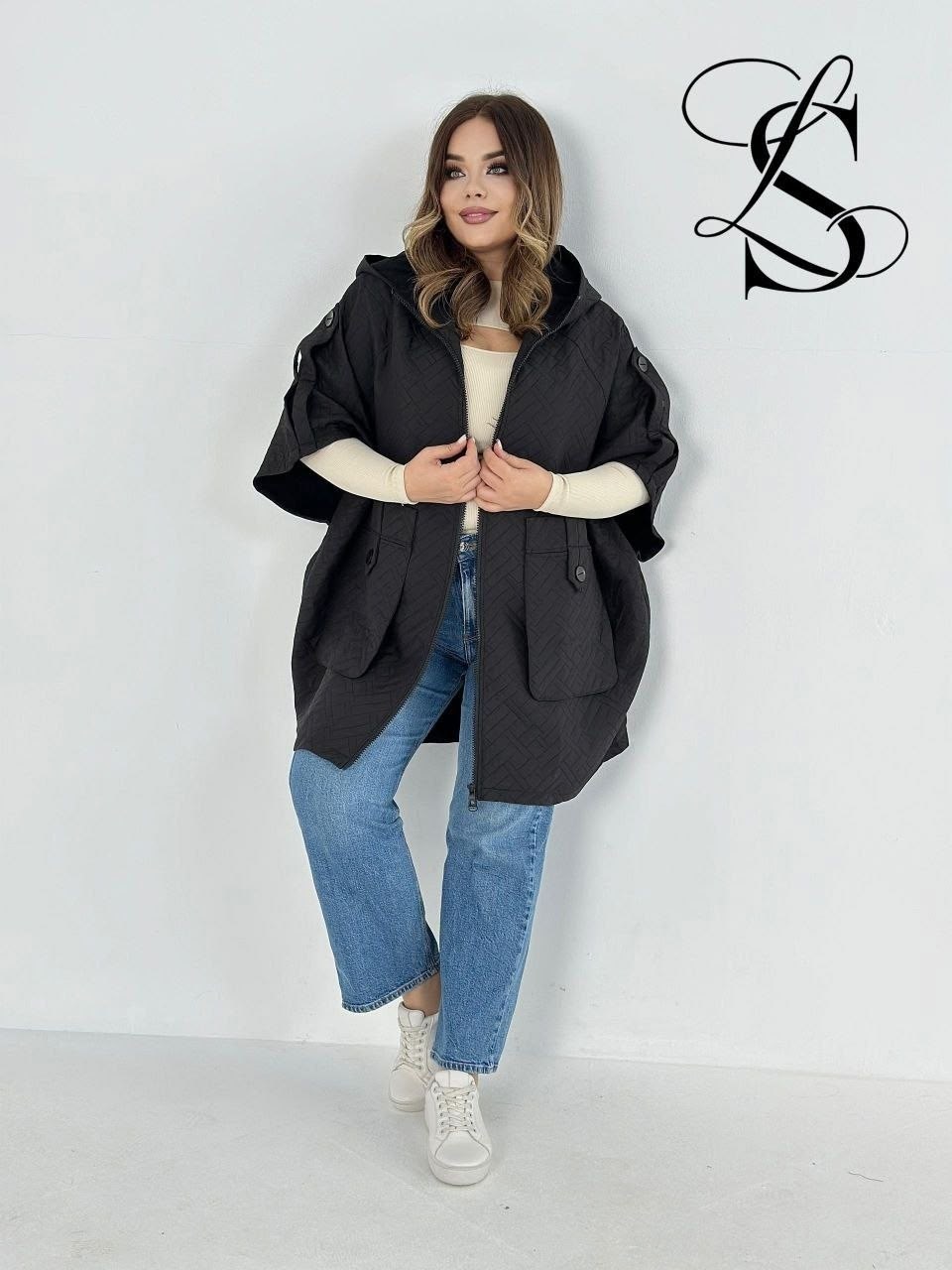 пончо большие размеры,куртка женская,куртка пончо,демисезонная куртка,куртка свободного кроя