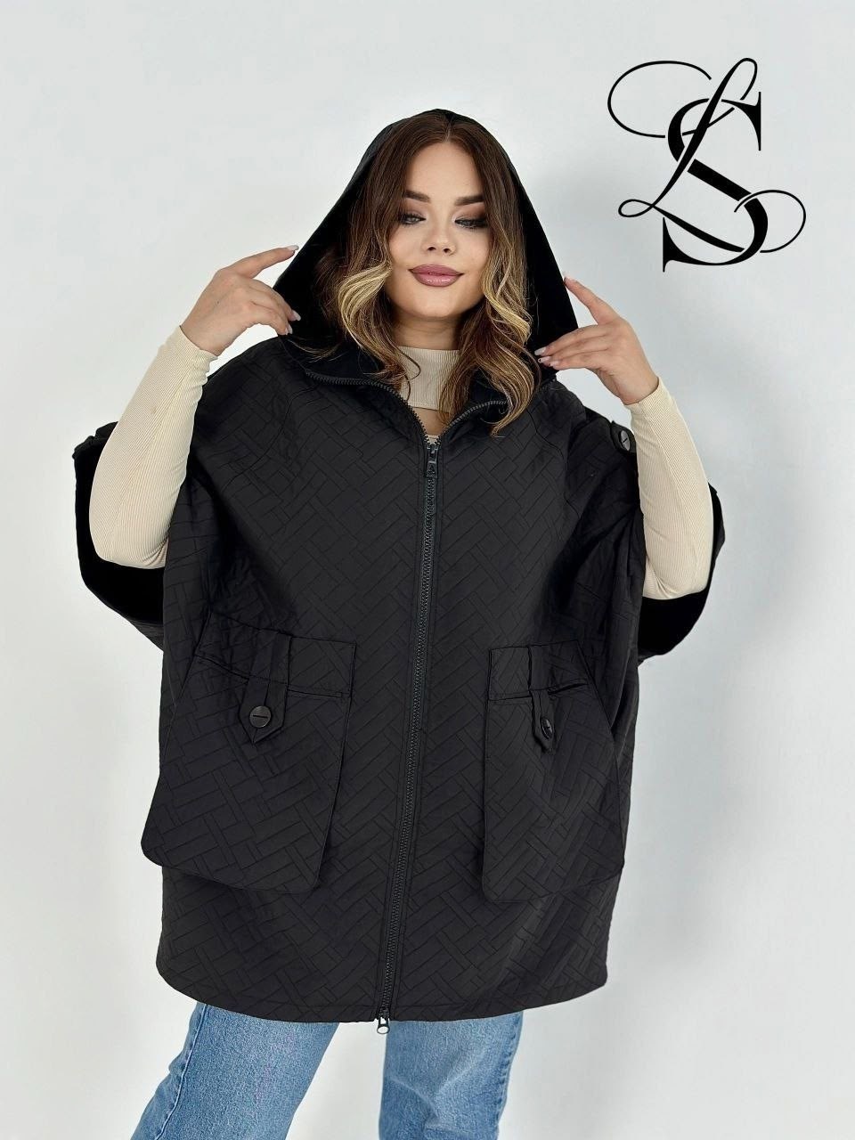 пончо большие размеры,куртка женская,куртка пончо,демисезонная куртка,куртка свободного кроя