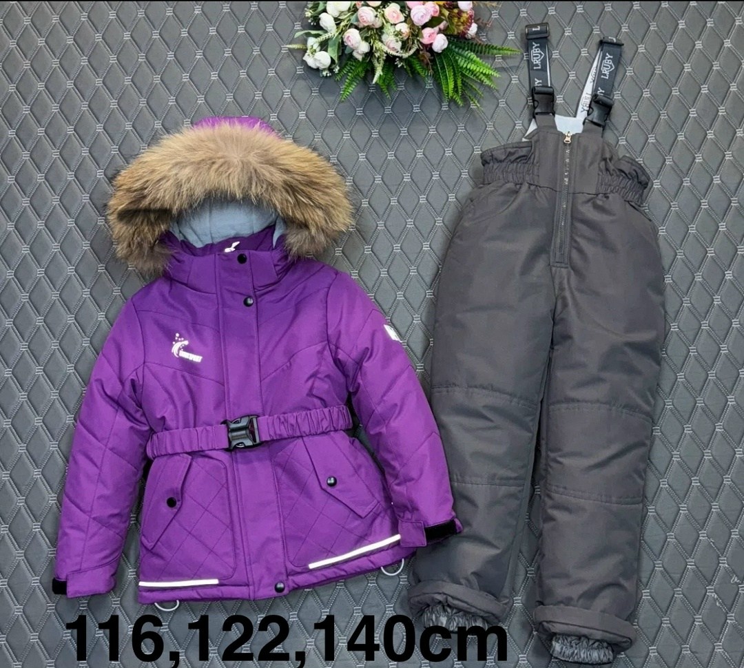 зимняя одежда для девочек,зимние комплекты для девочек,зимние костюмы для девочек,фиолетовый зимний костюм для девочки d100,зимний костюм