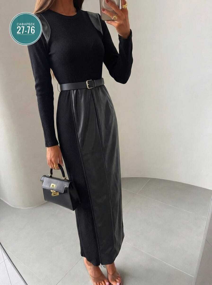 платье женское,юбка из экокожи,женское платье лапша,платье комбинированное,платье стильное