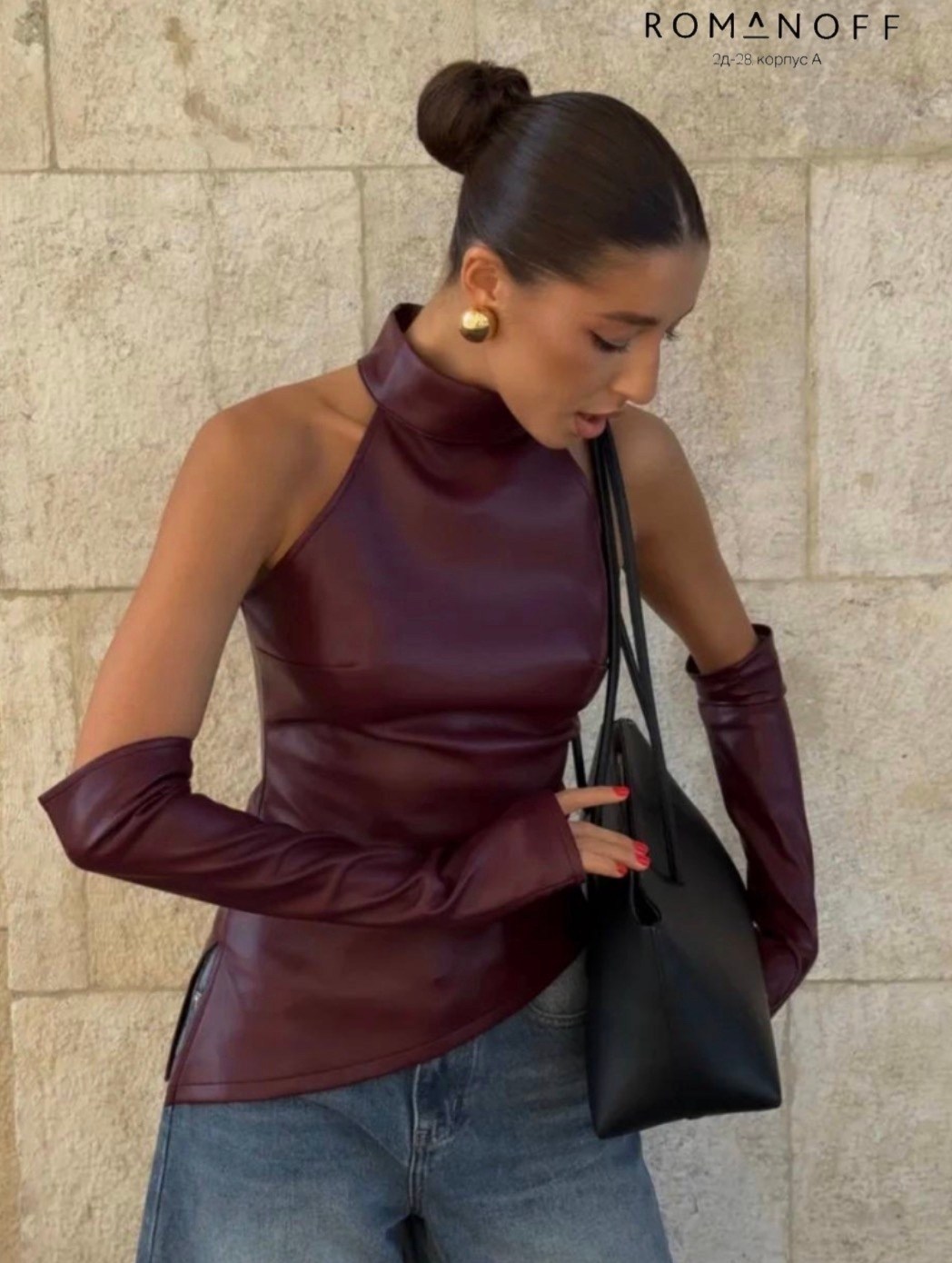 кожаный топ,кожаный топ корсет с перчатками emily,кожаный топ с перчатками на одно плечо,топ кожаный корсет с перчатками,топ корсет вечерний кожаный с перчатками