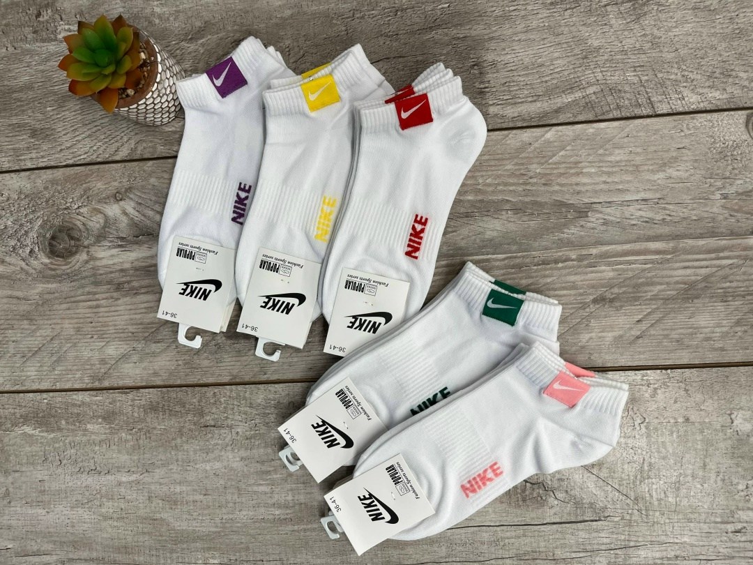 носки белый набор 5 пар найки,комплект носки женские,носки женские короткие 5 пар,комплект носков женских nike sport socks белых 36-41,короткие белые носки набор 5 пар найк спортивные носки