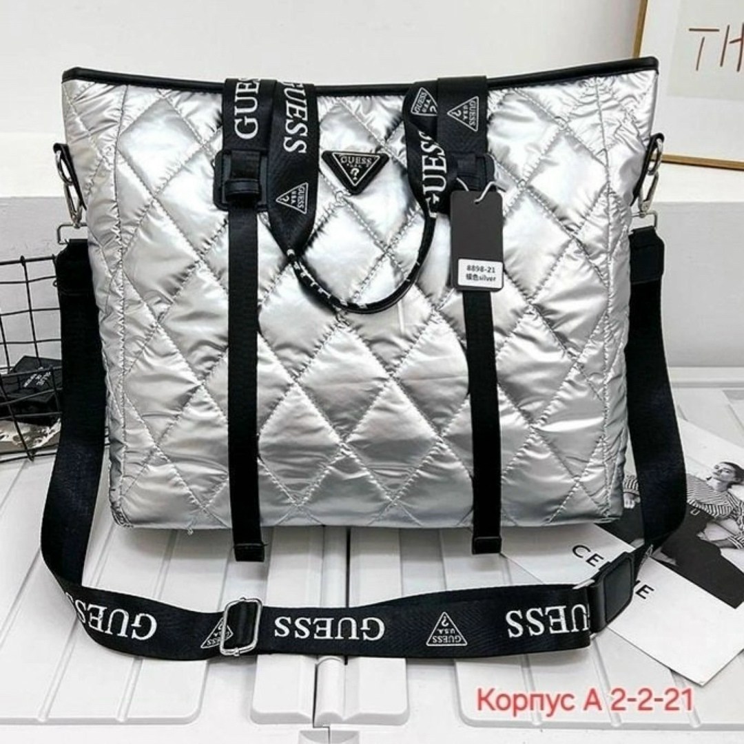 сумка шоппер большая гесс болоневая guess на плечо,cумка женская guess,модная сумка,сумка женская шоппер,сумка большая стеганая guess реплика шоппер