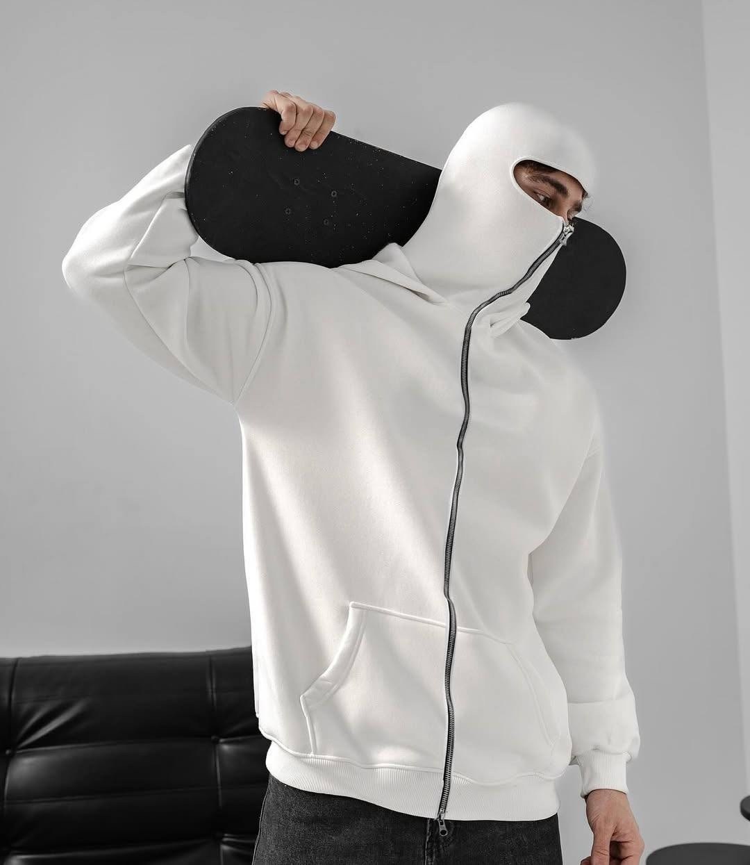 толстовка с капюшоном,толстовка на флисе с балаклавой цвет белый,толстовка,толстовка на флисе с балаклавой,худи с балаклавой