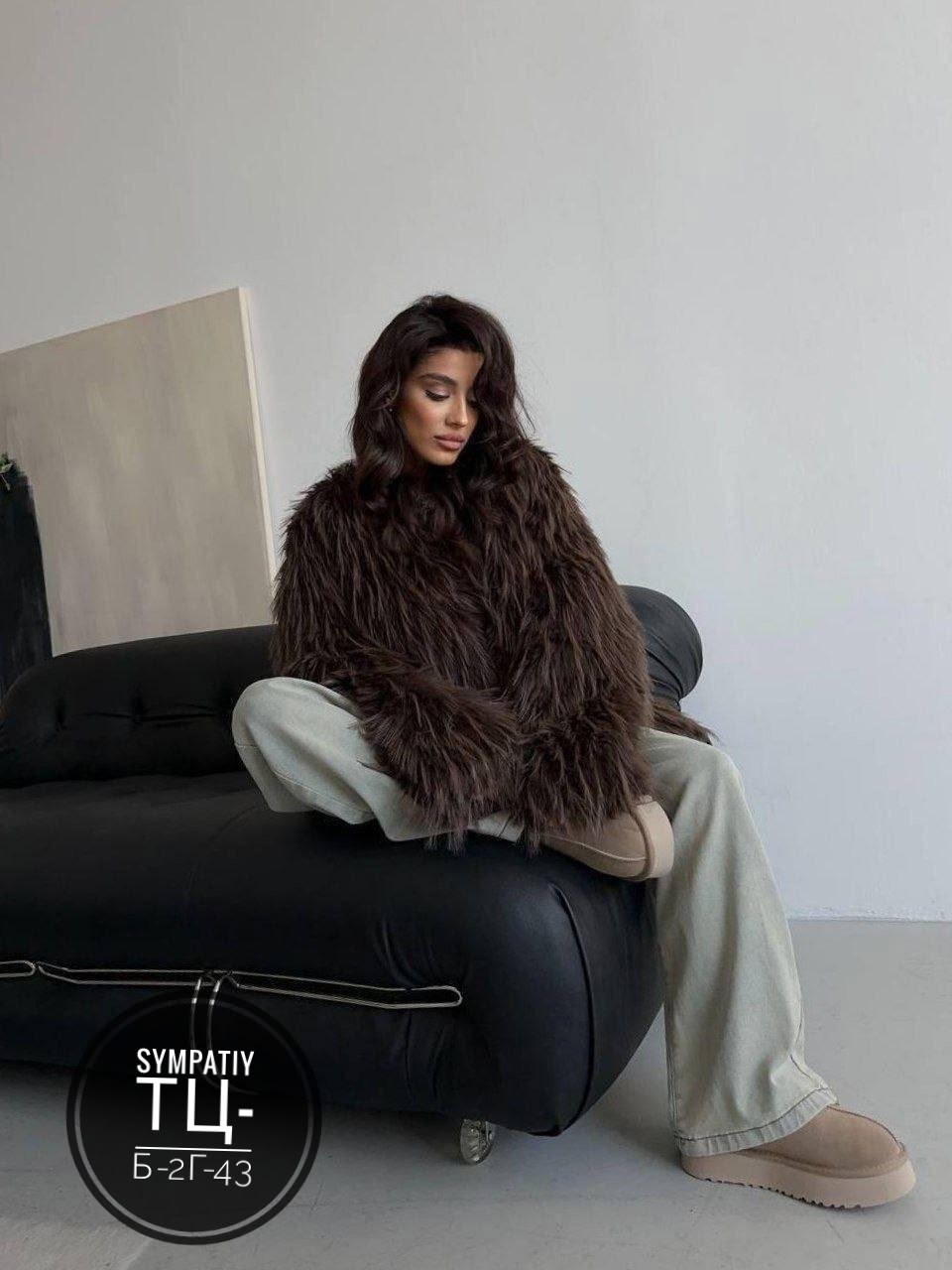 женская шуба из меха ламы,женская шуба из экомеха,шуба,шуба из ламы,женская шуба из меха ламы 30635 (коричневый)