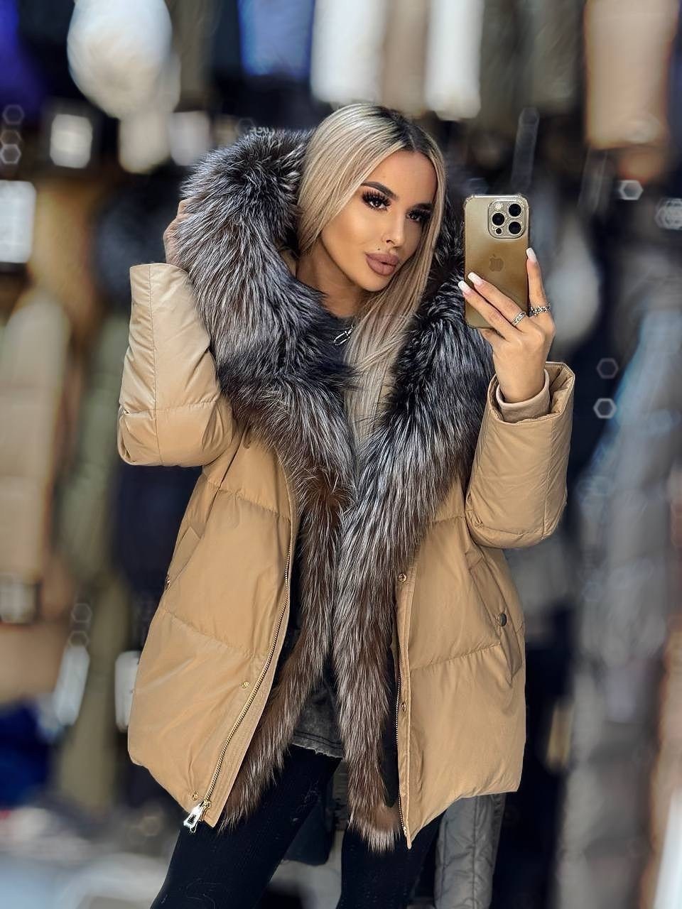 пуховик с натуральным мехом,пуховик с мехом,пуховик женский,пуховик,короткий пуховик с натуральным мехом и капюшоном mexoutlet