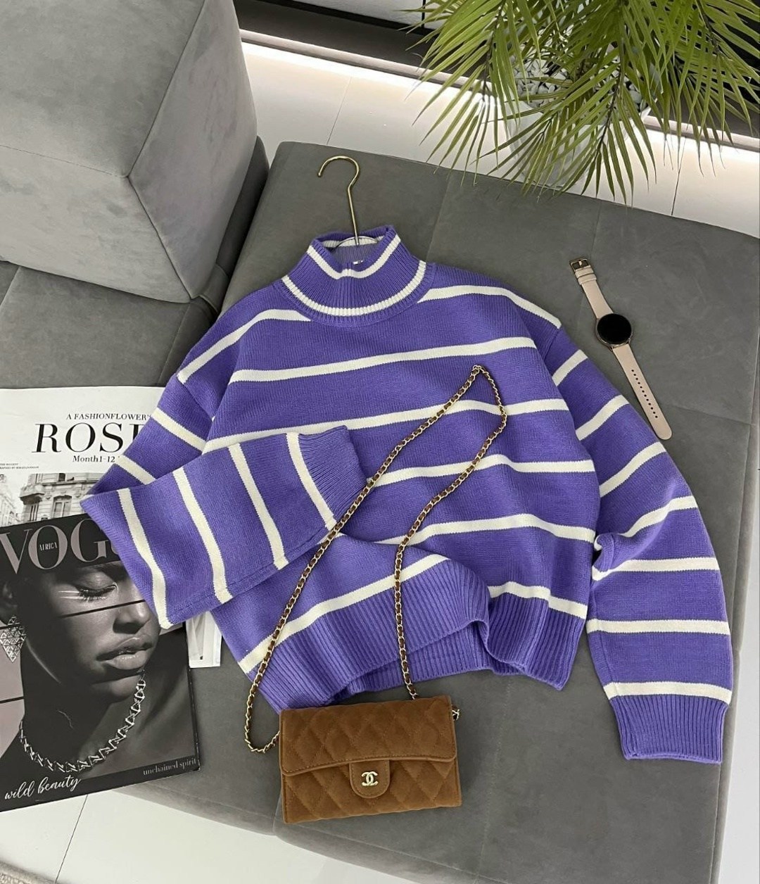 свитер оверсайз с горлом объемный anka-shop,модные свитера,свитер оверсайз в полоску,стильный свитер,женская кофта