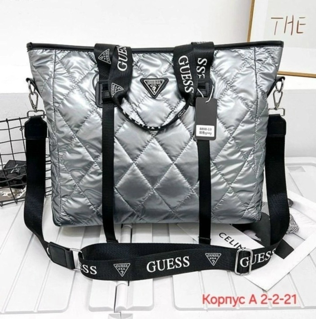 сумка шоппер большая гесс болоневая guess на плечо,cумка женская guess,модная сумка,сумка женская шоппер,сумка большая стеганая guess реплика шоппер