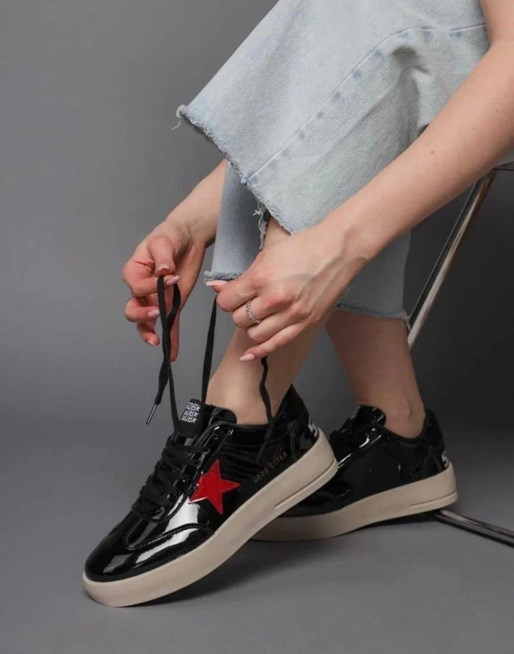 лаковые кроссовки golden goose,,кеды golden goose,golden goose лаковые кроссовки с пайетками, женская