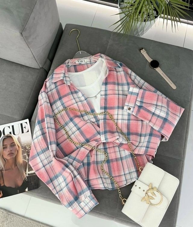 рубашка в клетку с майкой beststyle,рубашка в клетку хлопок модная оверсайз lateek,женская рубашка в клетку,рубашка укороченная оверсайз в клетку,рубашка в клетку оверсайз на кнопках