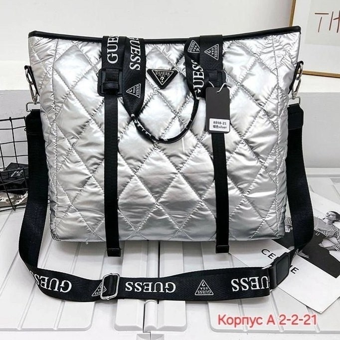 сумка шоппер большая гесс болоневая guess на плечо,сумка шоппер на плечо болоньевая стеганая,cумка женская guess,сумка шоппер стеганая болоньевая,стеганая сумка шоппер