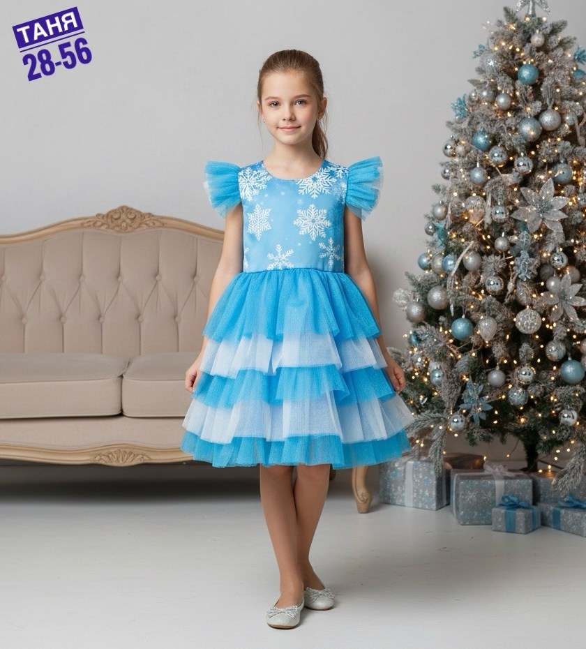 платье нарядное новогоднее детское,праздничное платье снежинка raksa kids,платье новогоднее для девочек,платье для девочки,платье новогоднее