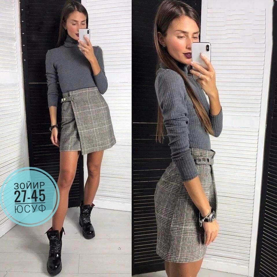 юбка твидовая офисная в клетку bulgakova,юбка из твида,юбка с кофтой,мини юбка из твида,юбка