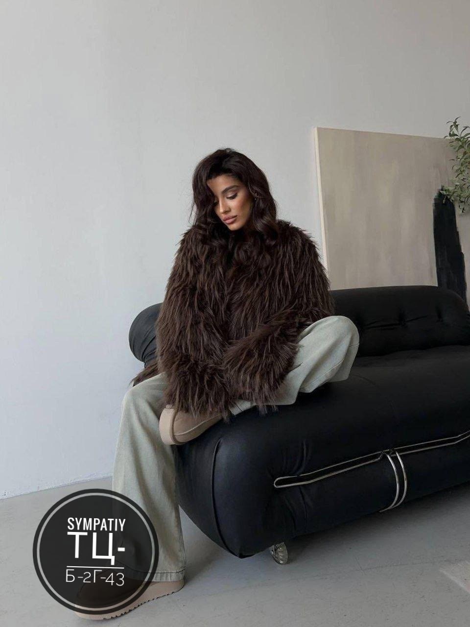 женская шуба из меха ламы,женская шуба из экомеха,шуба,шуба из ламы,женская шуба из меха ламы 30635 (коричневый)