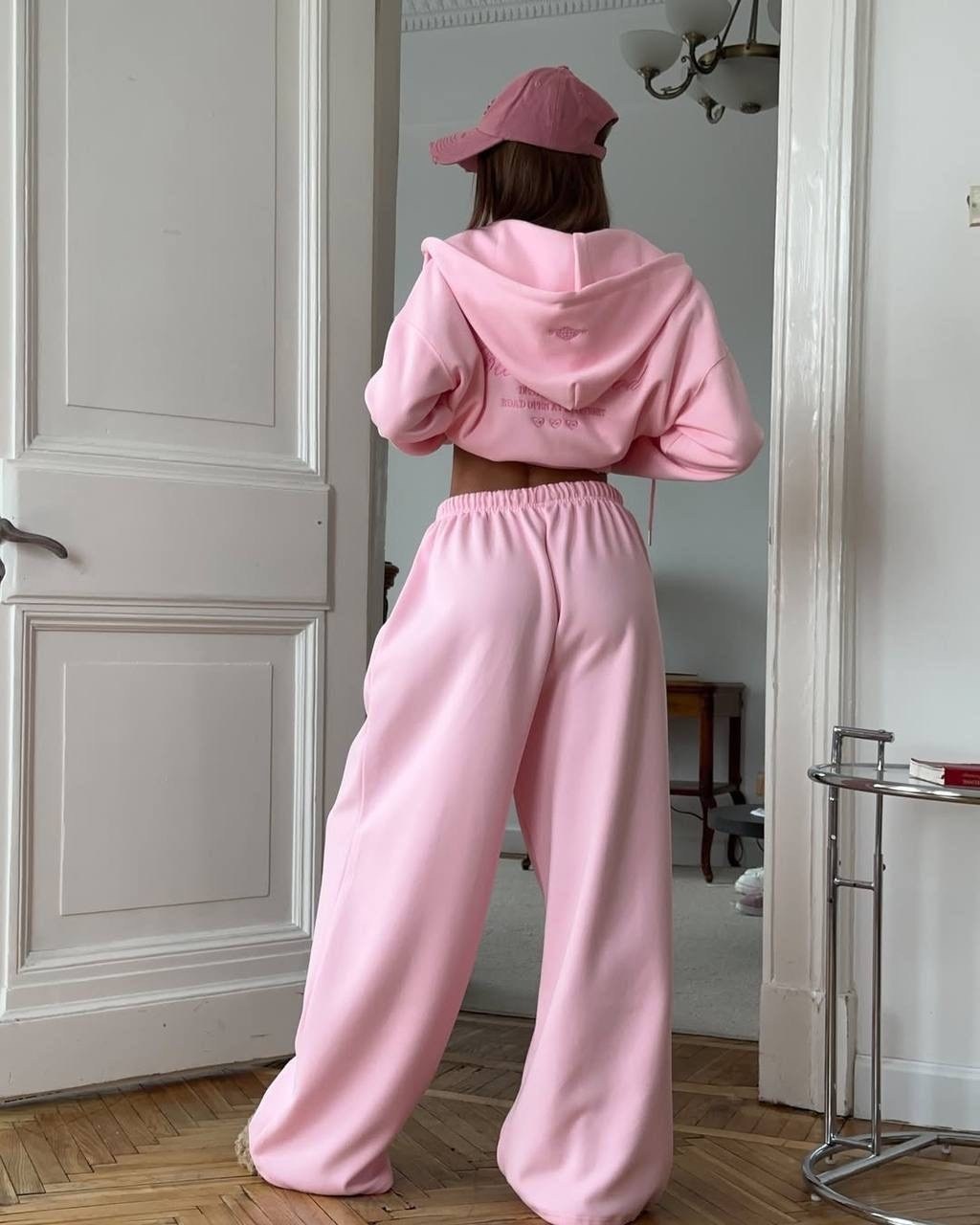 cпортивный костюм женский на флисе,комбинезон на флисе,костюм женский оверсайз,спортивные костюмы женские,розовый костюм