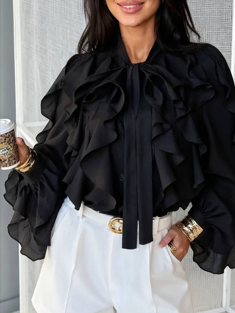 блузка с оборками,прозрачная блузка,блузка шифон,блузка шифоновая,блузка полупрозрачная свободная с рукавами-фонариками