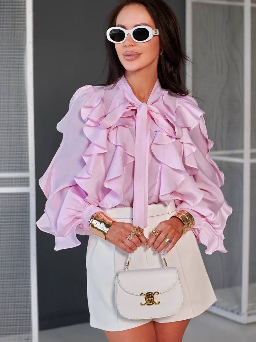 блузка с оборками,прозрачная блузка,блузка шифон,блузка шифоновая,блузка полупрозрачная свободная с рукавами-фонариками