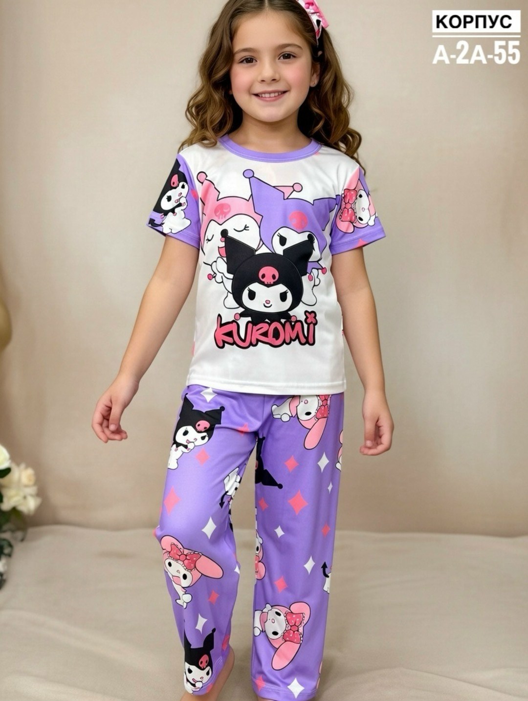 пижама little pirates hello kitty,пижама для девочки,детский пижамный костюм sanrio kuromi,пижама детская,пижама с куроми для девочки
