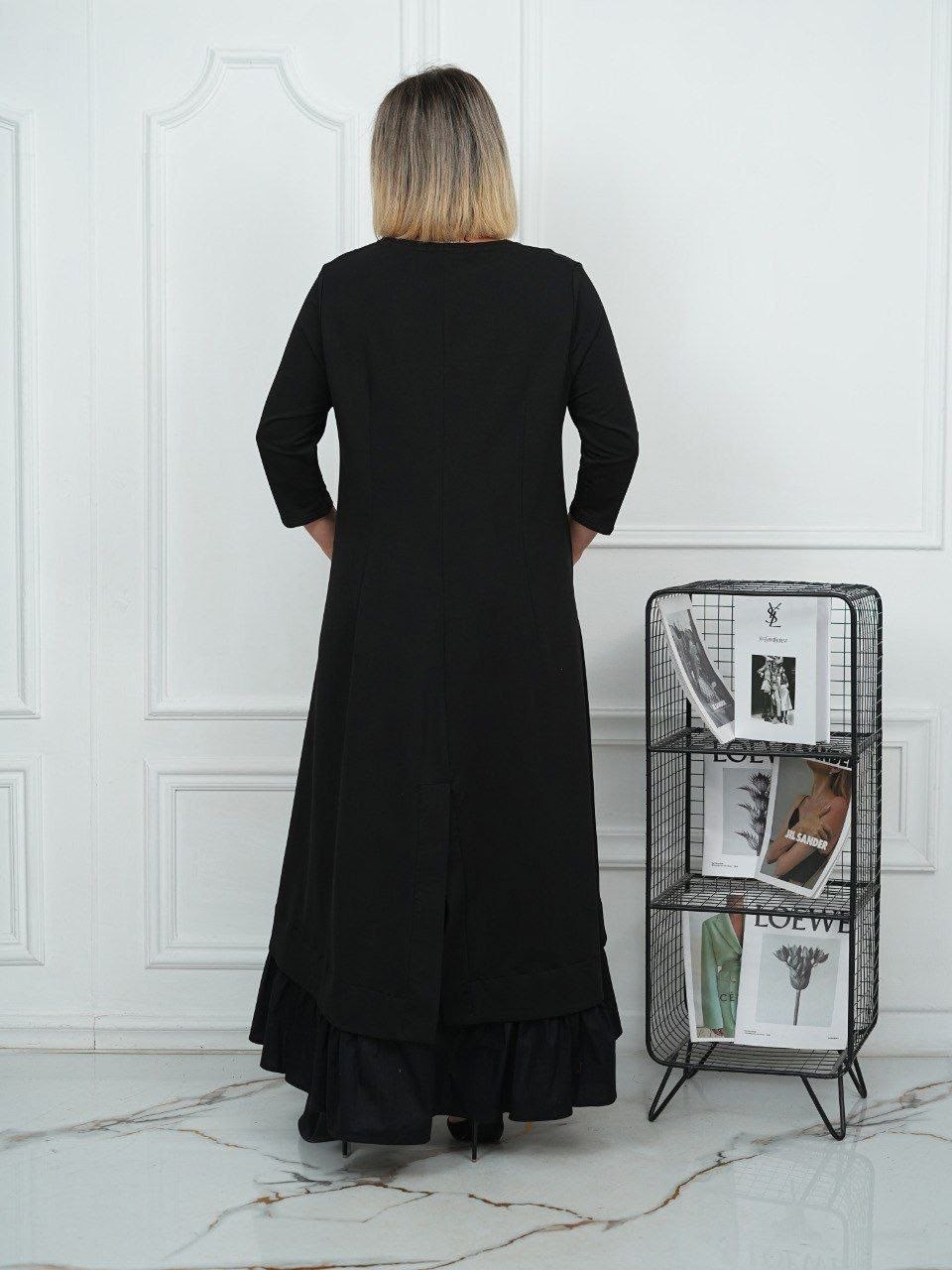 платье макси больших размеров повседневное трикотажное осень garmoniastyle 333554304,платье макси больших размеров повседневное трикотажное осень garmoniastyle цвет черный матовый,платье,платье женска