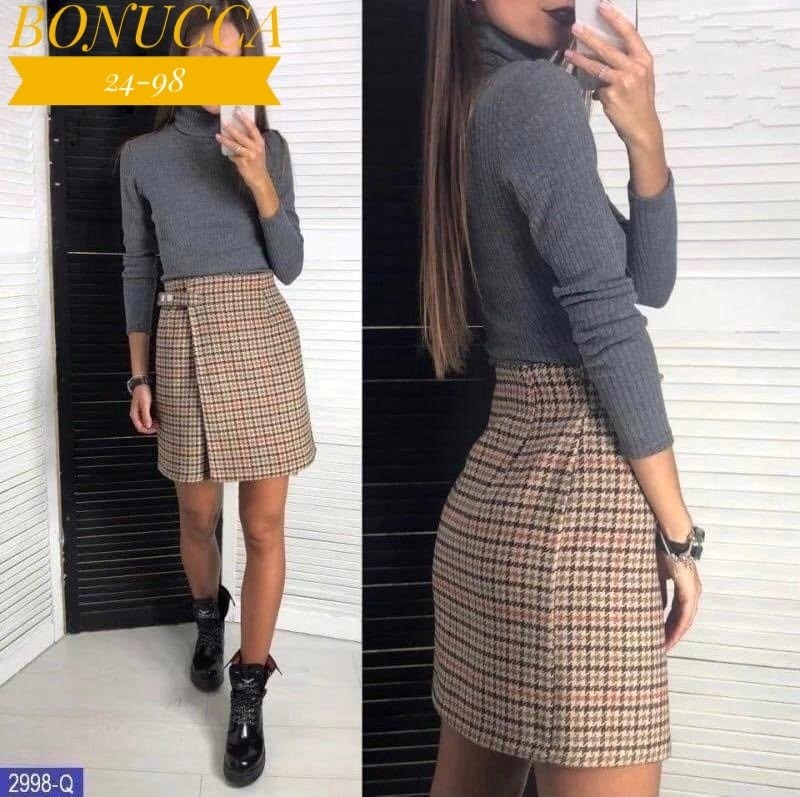 юбка твидовая офисная в клетку bulgakova,юбка из твида,твидовые юбки ,юбка с кофтой, юбки женские