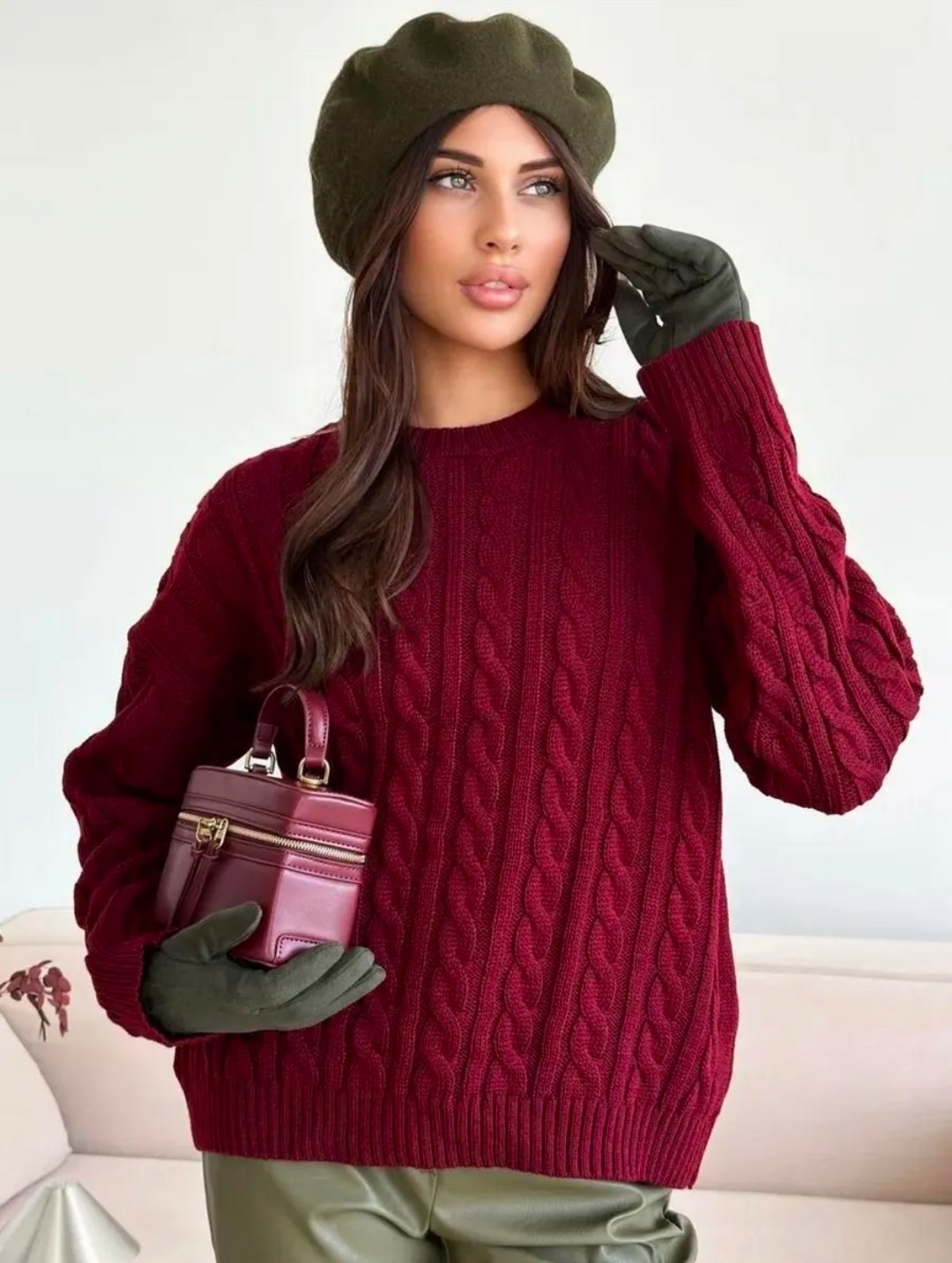 женский вязаный джемпер оверсайз happyfox,женский свитер оверсайз с v образным вырезом,женский джемпер,вязаный джемпер оверсайз,вязаный свитер оверсайз