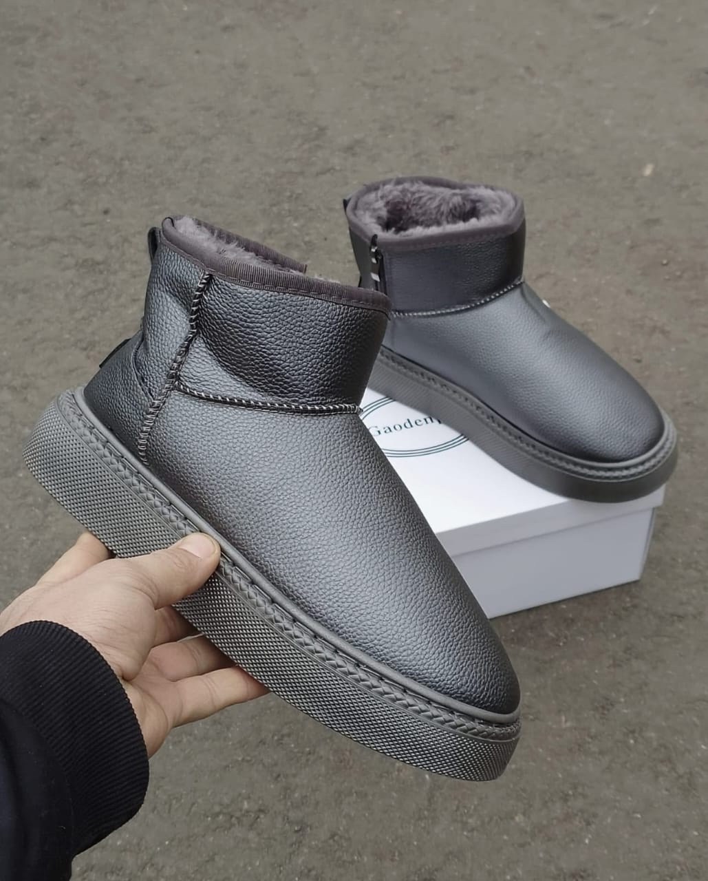 мужские угги зимние с натуральным мехом экко,угги мужские кожаные короткие,угги мужские, мужская зимняя,ботинки мужские зимние