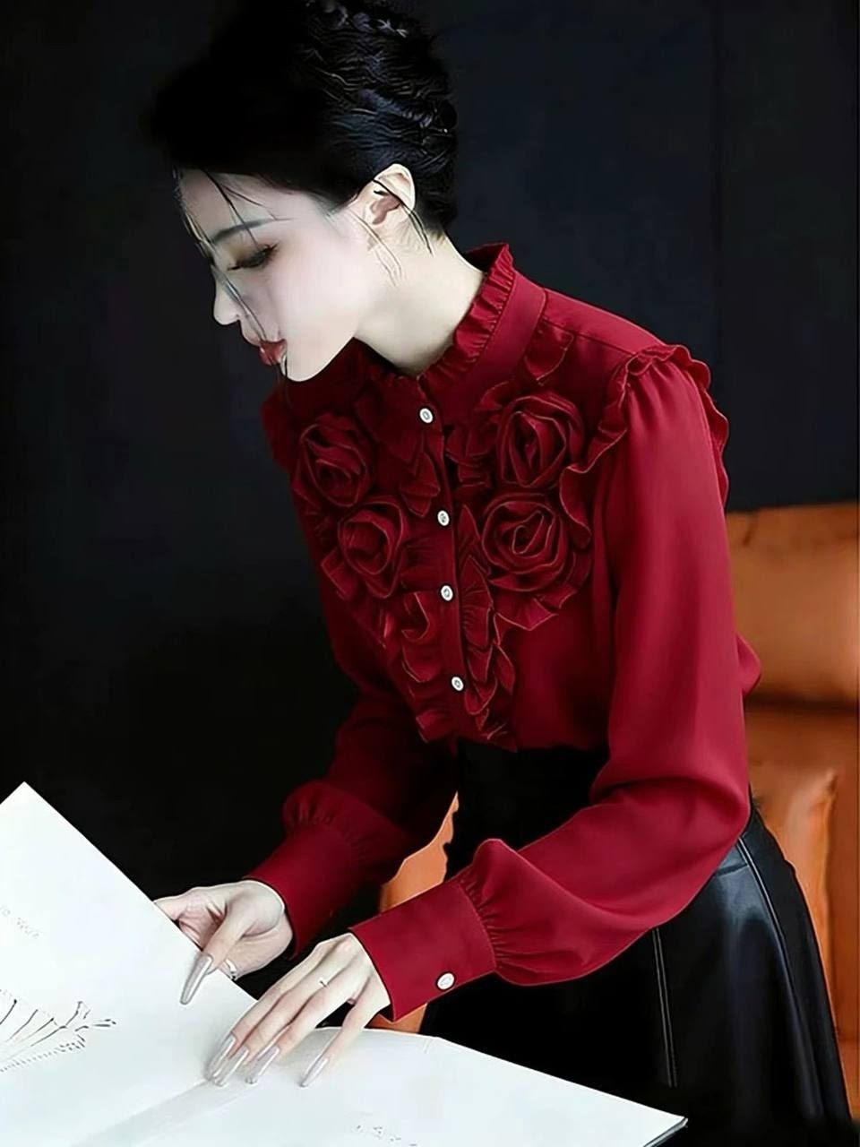 блузка элегантная,стильная блузка,модная блузка,блузка с жабо,женская шифоновая блузка