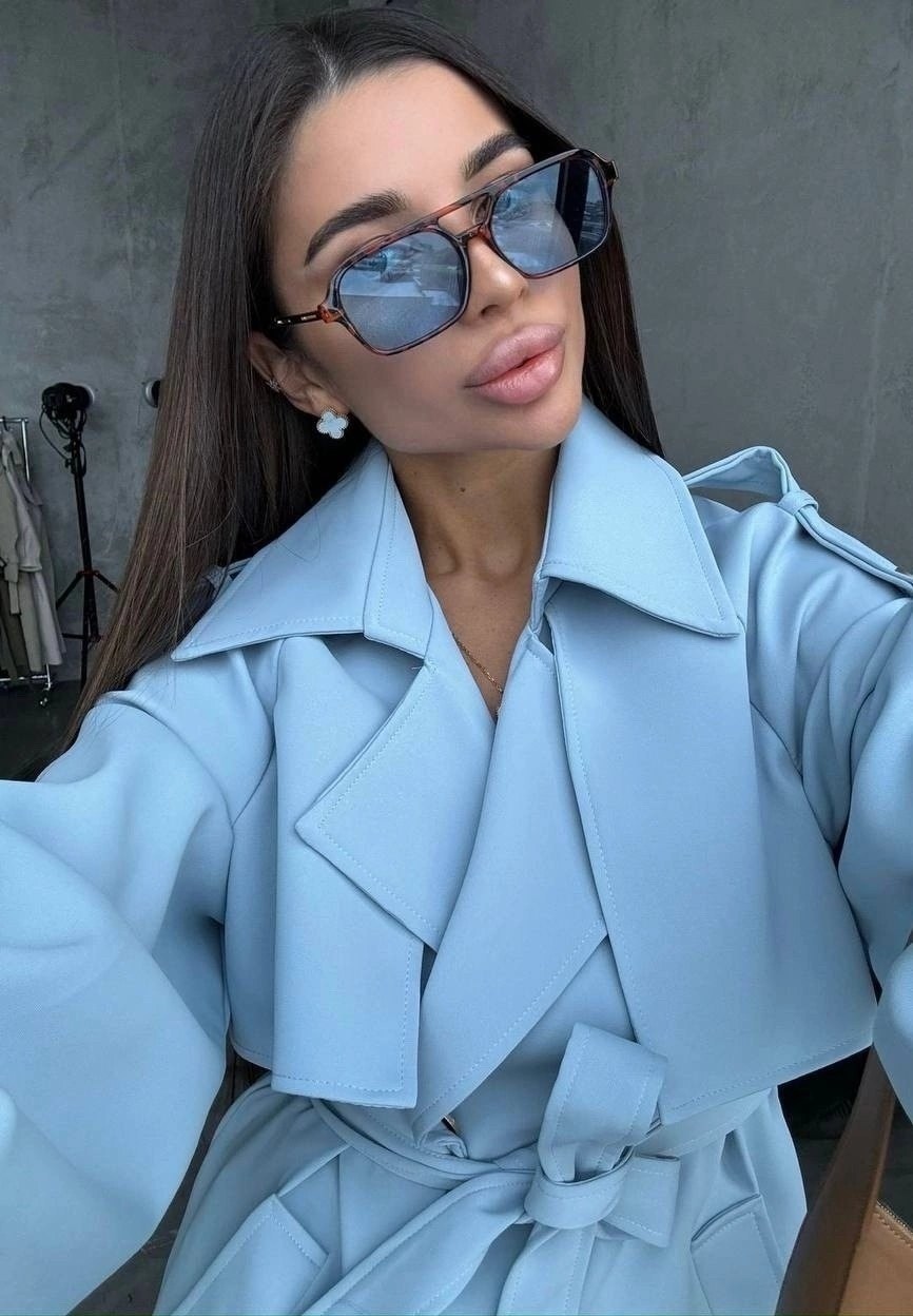 тренч женский,тренч плащ,плащ тренч женский,голубой тренч,плащ женский