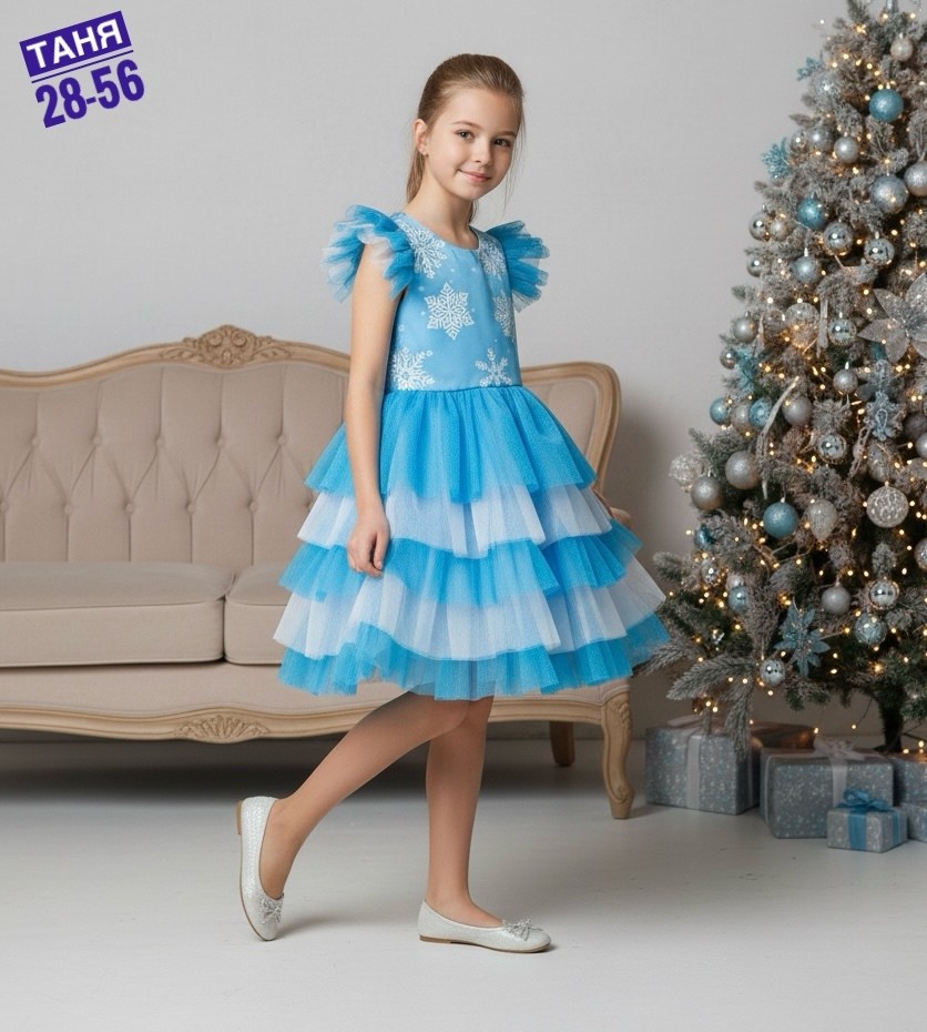 платье нарядное новогоднее детское,праздничное платье снежинка raksa kids,платье новогоднее для девочек,платье для девочки,платье новогоднее