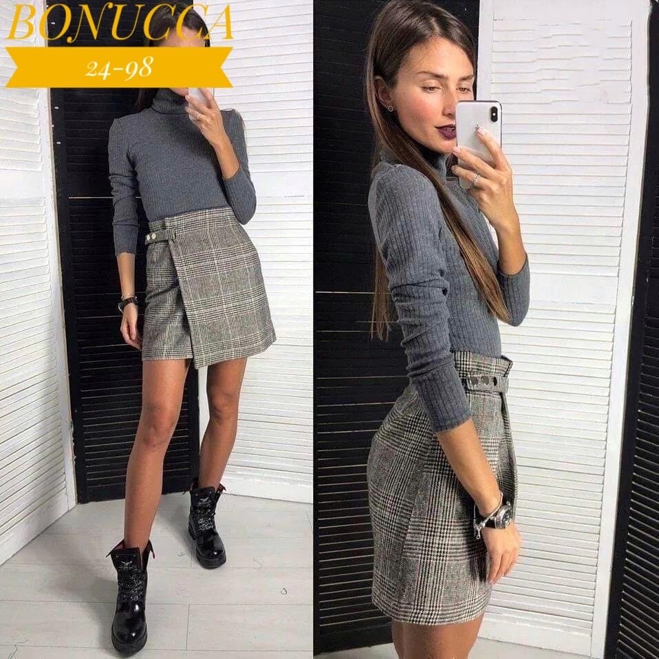 юбка твидовая офисная в клетку bulgakova,юбка из твида,твидовые юбки ,юбка с кофтой, юбки женские