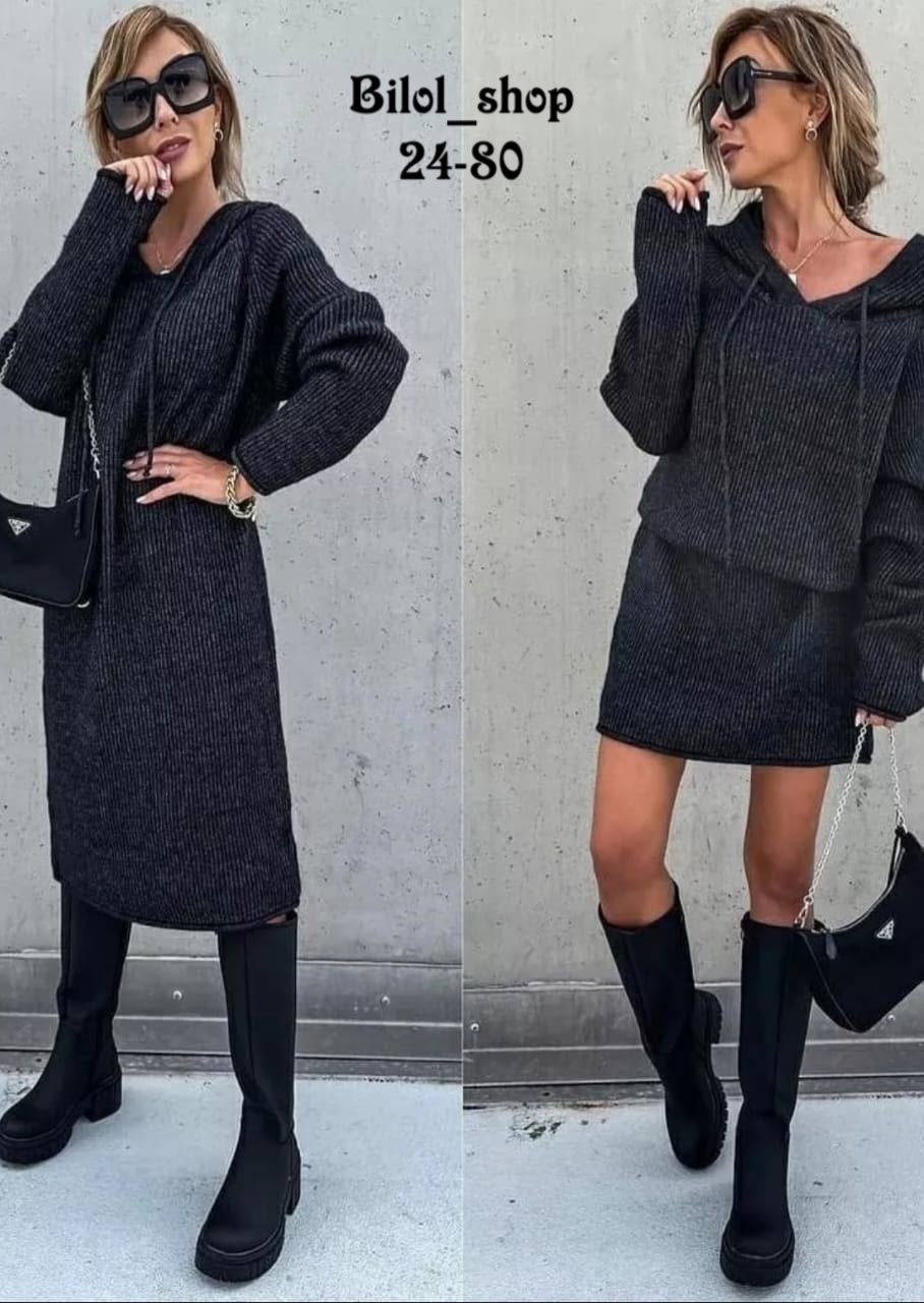 вязаное платье туника,вязаное платье,платье с капюшоном,платье флисе,туника теплая платье