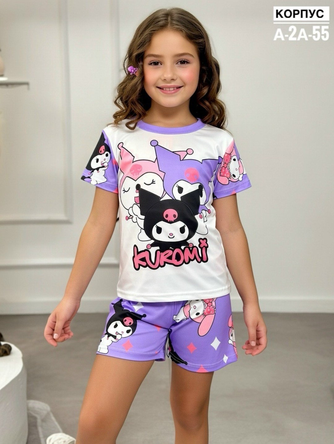 пижама little pirates hello kitty,пижама для девочки,детский пижамный костюм sanrio kuromi,пижама детская,пижама с куроми для девочки