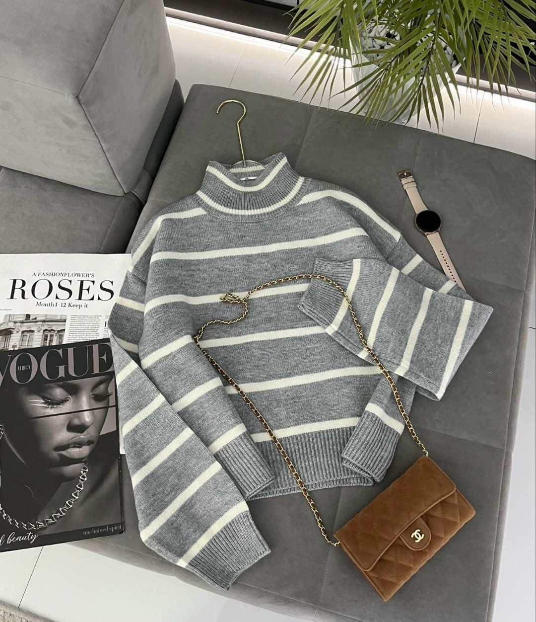 свитер оверсайз с горлом объемный anka-shop,модные свитера,свитер оверсайз в полоску,стильный свитер,женская кофта