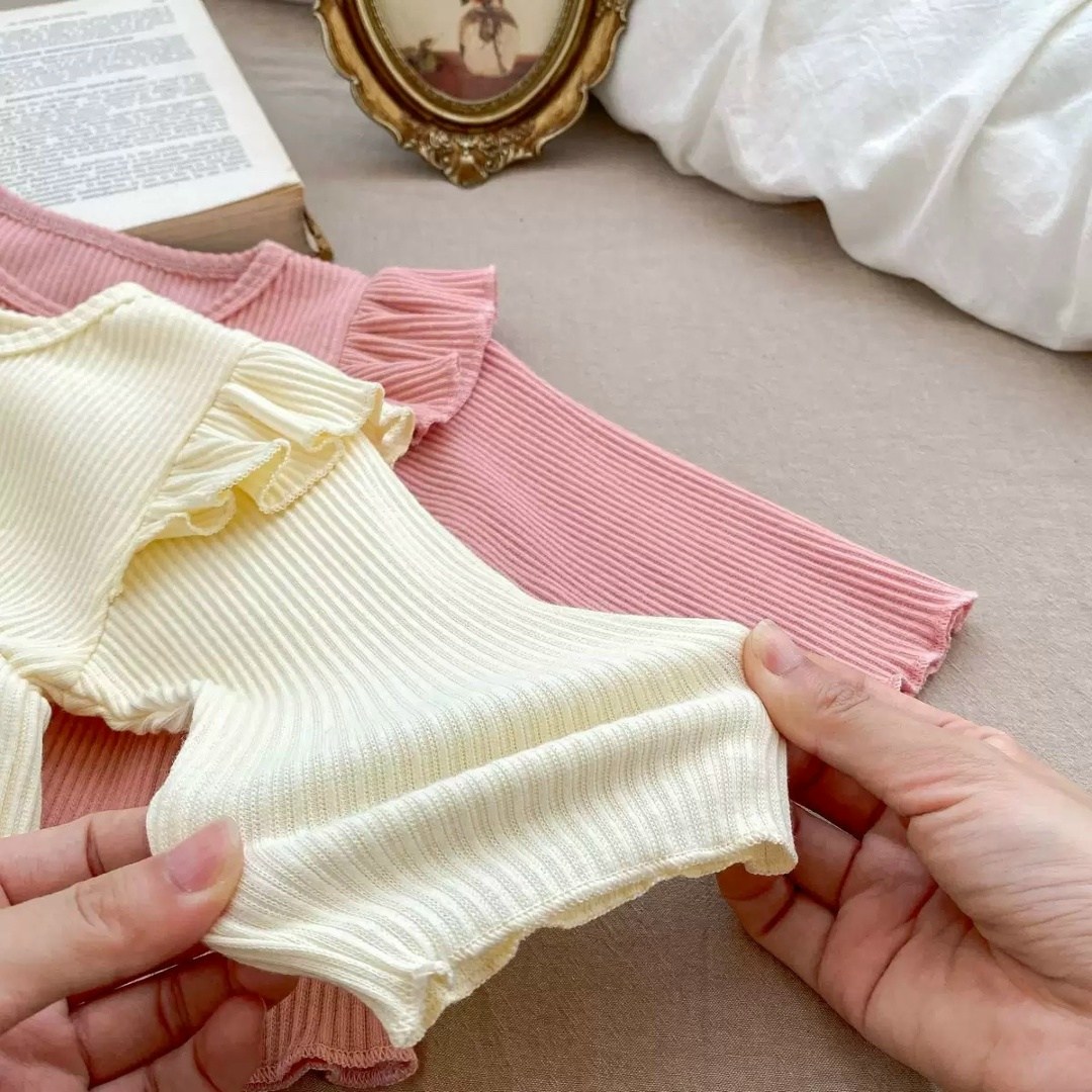 комплект одежды для маленьких девочек,комплект одежды для девочек,комплект для новорожденной девочки,комплект для девочки кофта и брюки с оборками,осенний комплект одежды для маленьких девочек от