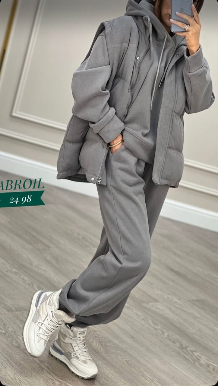 женский костюм тройка,костюм на флисе,костюм женский на флисе,женский серый костюм тройка miu miu,костюм тройка