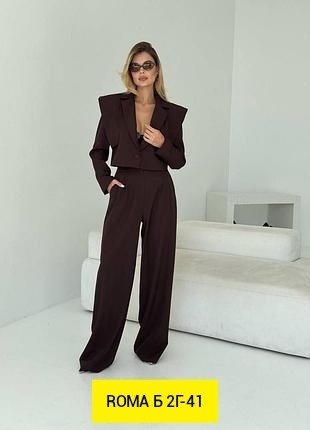 костюм брюки палаццо + кроп-жакет,брючный костюм,костюм двойка женская,брючный костюм с коротким пиджаком,женский брючный костюм