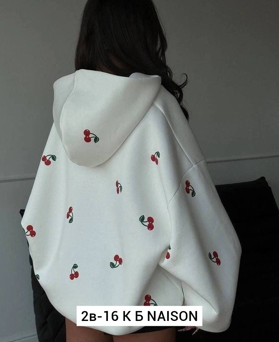 женская кофта худи трехнитка,зипка худи оверсайз теплая на молнии с принтом ягодки marvik brend,женская толстовка,толстовка с принтом,толстовка