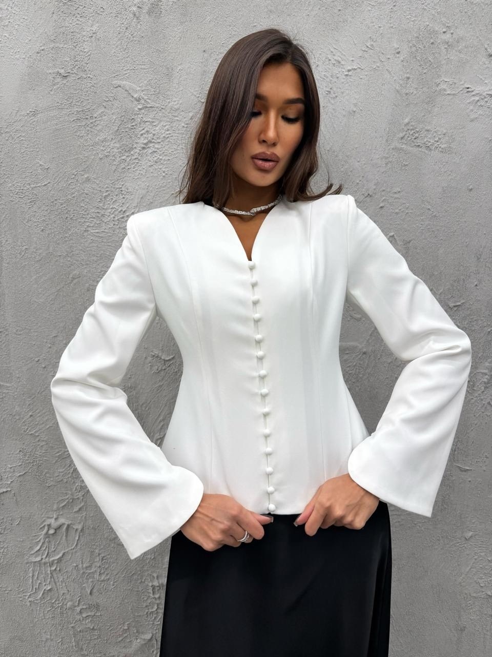 блузка женская,блузка,блузка однотонная,пиджак белый приталенный удлиненный leroy style,рубашка женская