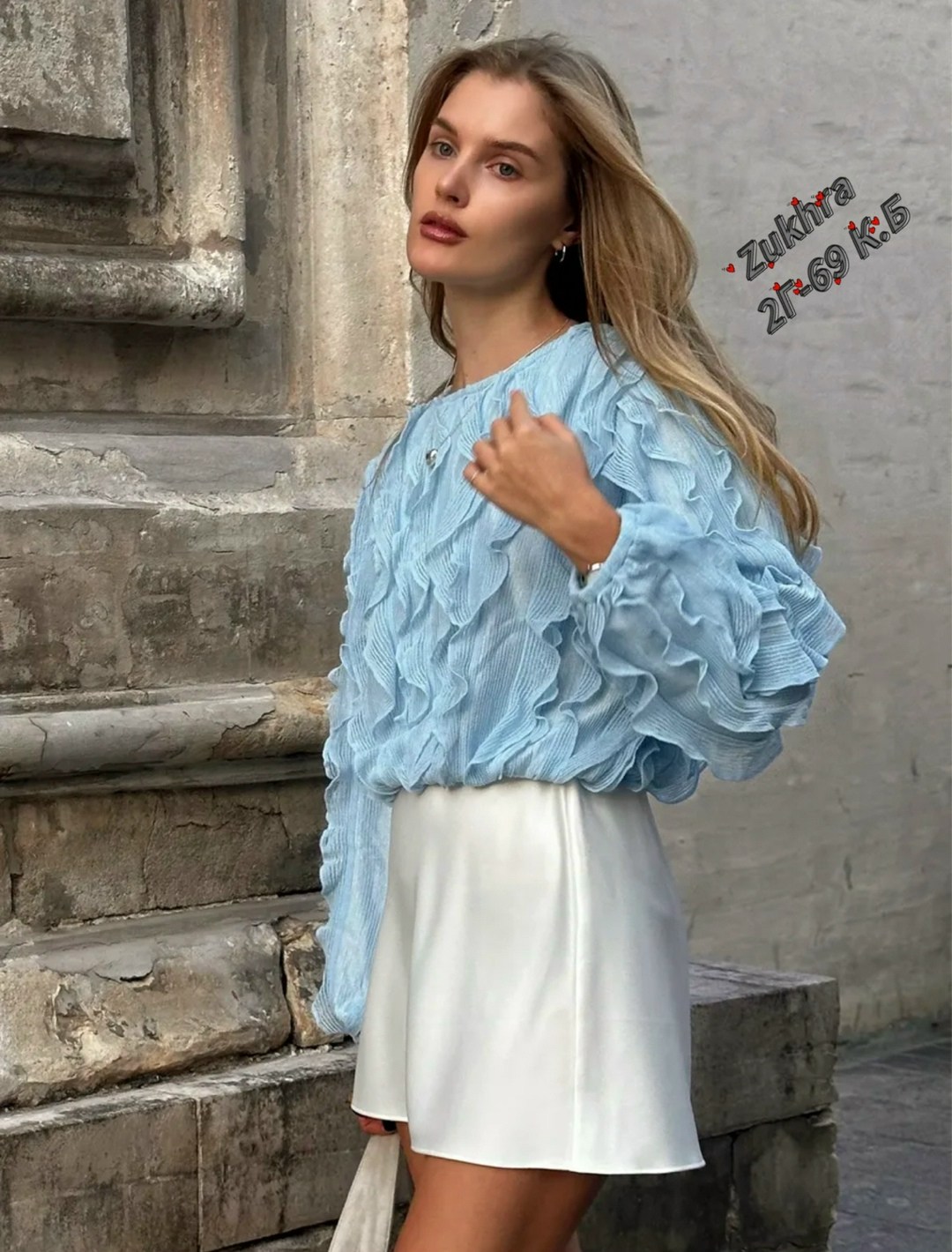 женская блузка с оборками twotwinstyle,блузка с оборками,стильная блуза,блузка модная,женская блузка