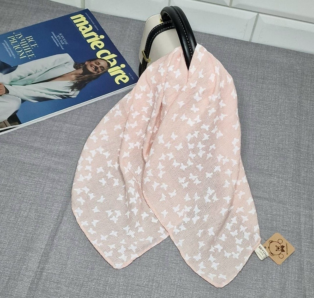 платок-бандана leray "бабочки",платок женский на голову и на шею,платок на шею женский,платок leray,платок летний хлопковый