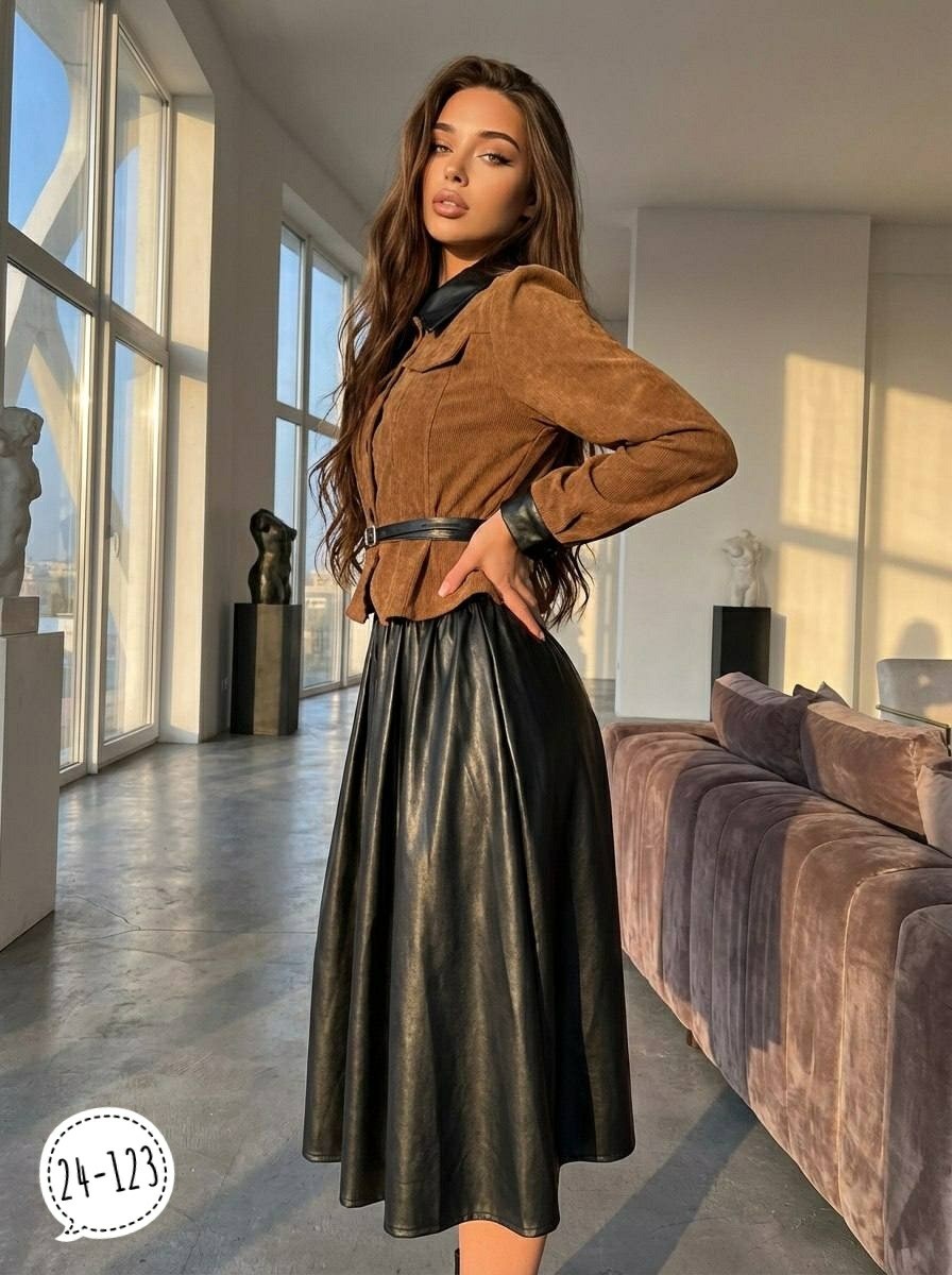 женский костюм из экозамши с юбкой и укороченным жакетом,женский костюм из экозамши с юбкой и укороченным жакетом happyfox,женские костюмы с юбкой,костюм с юбкой,вельветовая юбка