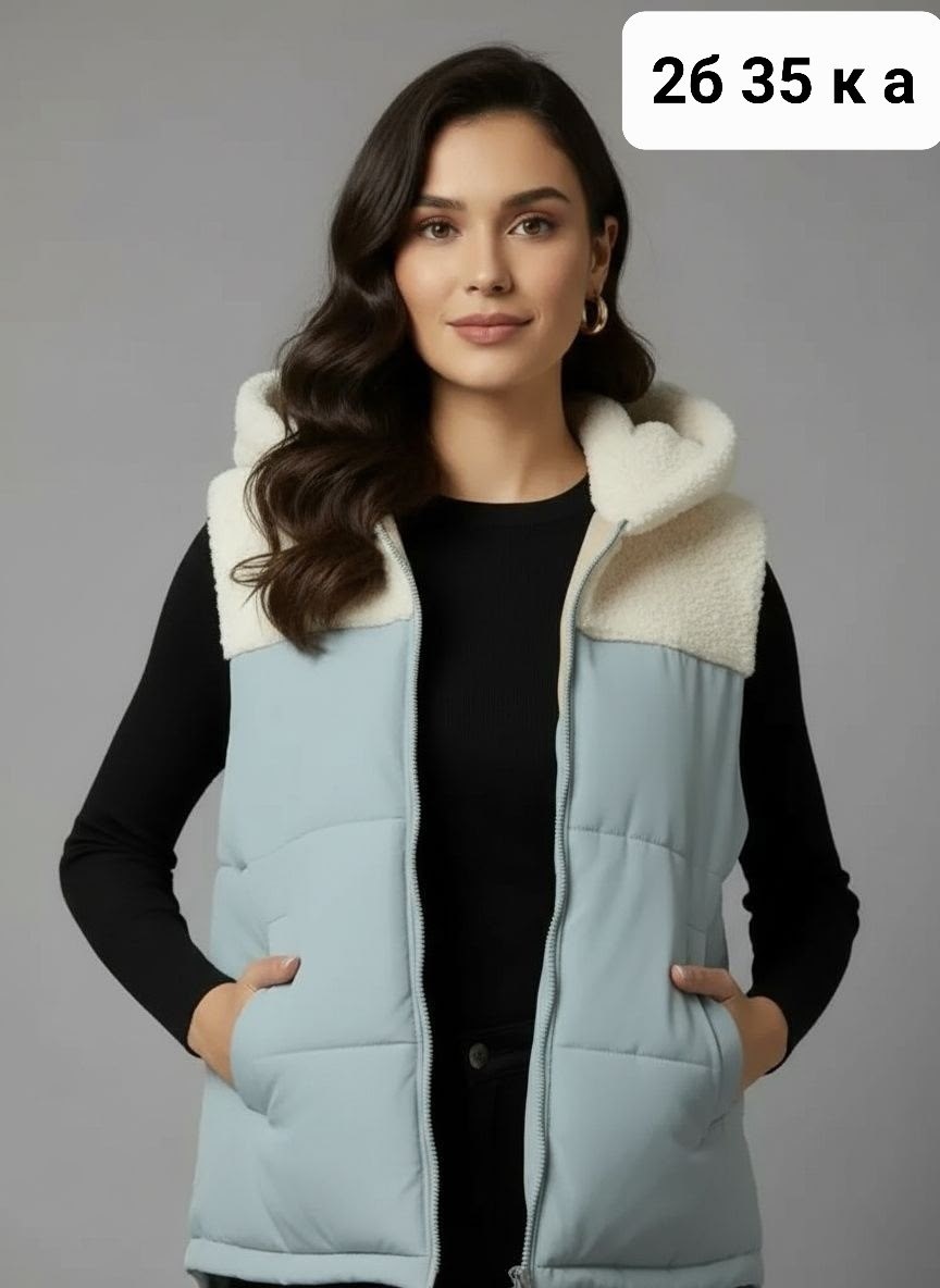 женская жилетка,жилет женский,жилет теплый,жилет утепленный с капюшоном стеганый безрукавка,теплая жилетка женская