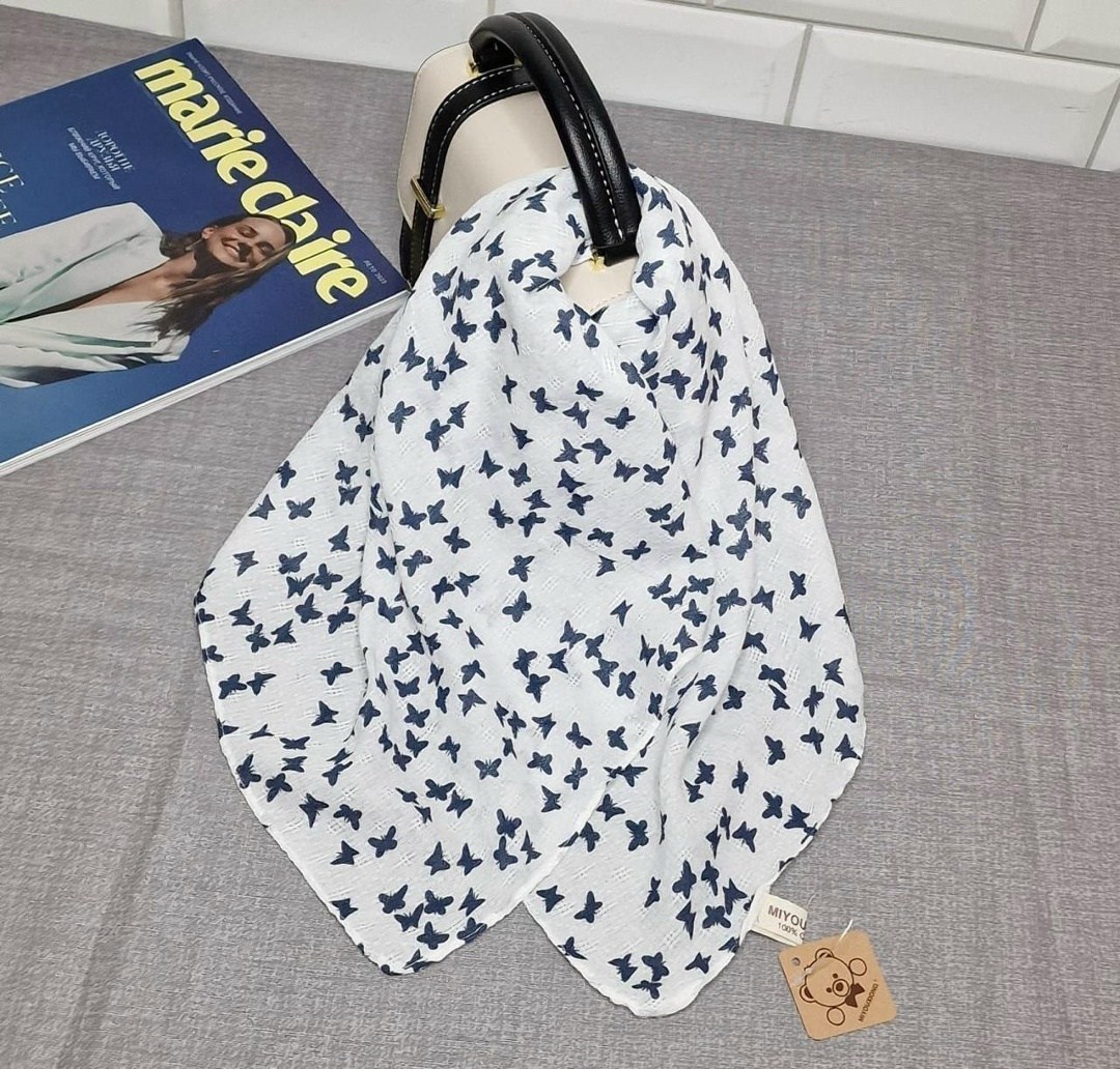 платок-бандана leray "бабочки",платок женский на голову и на шею,платок на шею женский,платок leray,платок летний хлопковый