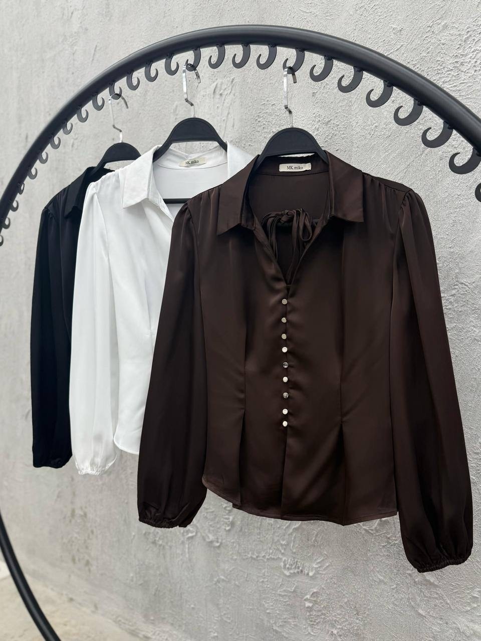 коричневая блузка,рубашка женская,блузки,атласная рубашка женская,шелковая блузка