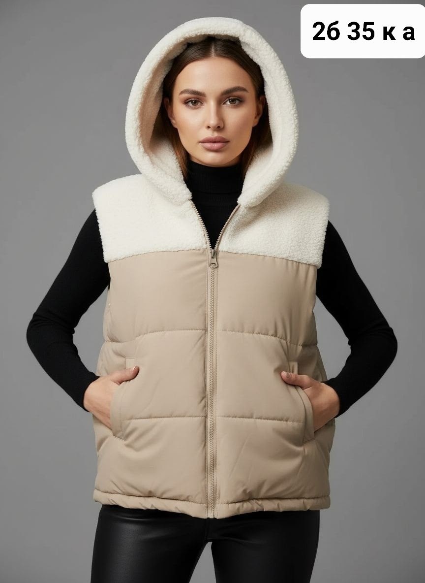 женская жилетка,жилет женский,жилет теплый,жилет утепленный с капюшоном стеганый безрукавка,теплая жилетка женская