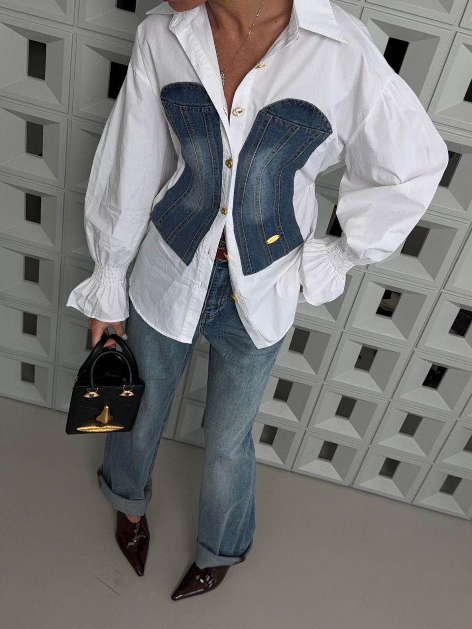 джинсовая блузка,женская джинсовая рубашка,белая джинсовая рубашка в элегантном стиле,корсет джинсовый
