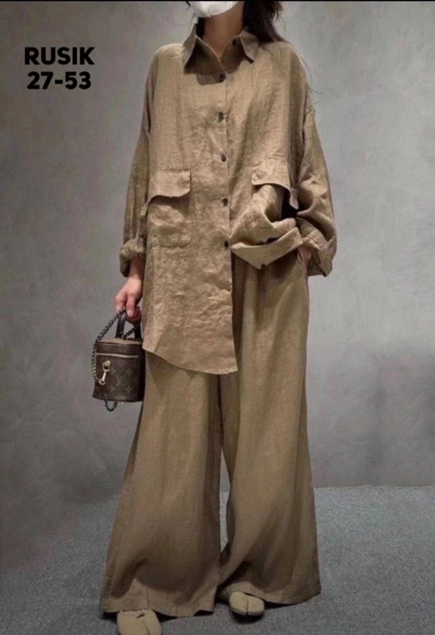 льняной костюм женский оверсайз штаны и рубашка,костюм из льна брючный,костюм льняной двойка с брюками и рубашкой emberens,костюм женский из льна льняной,костюм брючный лен оверсайз